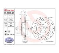 Brembo Xtra Line Vented Brake Disc Pair - Drilled - 09.7356.2X Fits Nissan