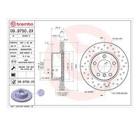 Brembo Xtra Line Vented Brake Disc Pair - Drilled - 09.9750.2X Fits BMW
