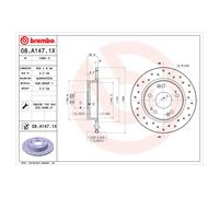 BREMBO XTRA Solid Brake Disc Pair with screws - Drilled - For Honda - 08.A147.1X