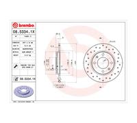 BREMBO XTRA Solid Brake Disc Pair with screws - Drilled - Rear Axle - 08.5334.1X