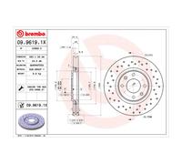 BREMBO XTRA Vented Brake Disc Pair - Drilled - 09.9619.1X - OE Equivalent