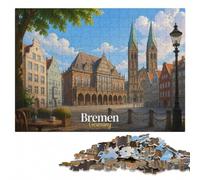 Bremen Cityscape with Town Hall and Cathedral Jigsaw Puzzle, 1000 Pieces | For home use: Puzzle for Adults - clear printed details for easier visual matching in spare time.