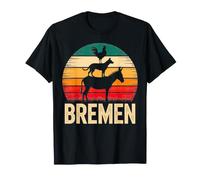 Bremen Germany Town Musicians Retro Sunset T-Shirt