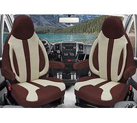 BREMER SITZBEZÜGE Custom Seat Covers Protective Covers Pilot Seats Driver and Passenger Set Compatible with Motorhome Fiat Ducato, Pössl, Knaus, Adria, Carthago, Pilote Laika WPL412 Beige/Brown