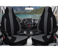BREMER SITZBEZÜGE Custom Seat Covers Protective Covers Pilot Seats Driver & Passenger Set Compatible with Motorhome Fiat Ducato, Pössl, Knaus, Adria, Carthago, Pilote Laika WPL401 Black/Grey