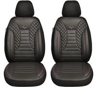 BREMER SITZBEZÜGE Dimensional Car Seat Covers Compatible with Mitsubishi L200 5 Driver & Passenger Set from 2015-2019 / Car Seat Cover Velour Faux Leather Set of 2 in Black (PS804)