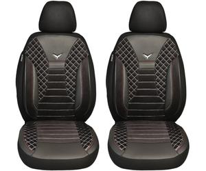 BREMER SITZBEZÜGE Dimensions car seat covers compatible with Chevrolet HHR driver and passenger set from 2006-2011 / car seat cover velour faux leather set of 2 in black/white stitching