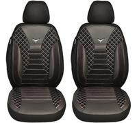 BREMER SITZBEZÜGE Dimensions car seat covers compatible with Ford Transit 5 driver and passenger set from 2000-2006 / car seat cover velour faux leather set of 2 in black/white stitching