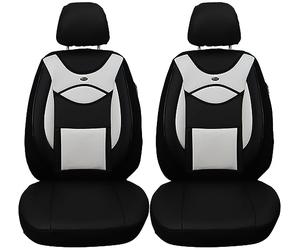 BREMER SITZBEZÜGE Mass Car Faux Leather Slipcovers Compatible with Mazda 6 GH Driver & Passenger from 2008-2012 / Textile Leather Slipcover Set Car Seat Covers Pack of 2 in Black/White