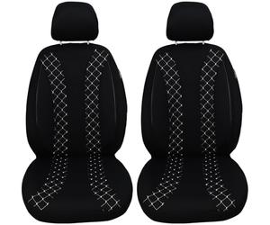 BREMER SITZBEZÜGE Measure Car Seat Covers Compatible with Citroen C3 2 Driver & Passenger Set from 2009-2017 / Car Seat Covers Protective Cover Set Car Seat Covers Pack of 2 in Black/White Stitching