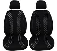 BREMER SITZBEZÜGE Measure Car Seat Covers Compatible with Honda Jazz 2 GE Driver & Passenger Set from 2008-2015,Car Seat Covers Protective Cover Set Car Seat Covers Pack of 2 in Black/White Stitching
