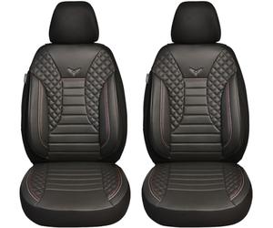 BREMER SITZBEZÜGE Measure Car Seat Covers Compatible with Land Rover Range Rover 4 Driver & Passenger Set from 2012 / Car Seat Cover Velour Faux Leather Set of 2 in Black