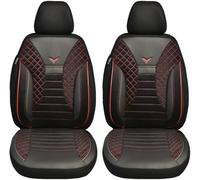 BREMER SITZBEZÜGE Measure Car Seat Covers Compatible with Peugeot 5008 1 Driver & Passenger Set from 2009-2017 / Car Seat Cover Velour Faux Leather Set of 2 in Black/Red Stitching