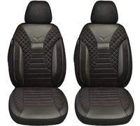 BREMER SITZBEZÜGE Measure Car Seat Covers Compatible with VW T6 T6.1 Multivan Driver & Passenger Set from 2015-2021 / Car Seat Cover Velour Faux Leather Set of 2 in Black