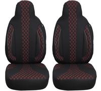 BREMER SITZBEZÜGE Measure Pilot Car Seat Covers Compatible with Vauxhall Corsa E Driver & Passenger from 2014-2019,Car Seat Covers Protective Cover Set Car Seat Covers Pack of 2 in Black/Red Stitching