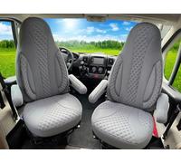 BREMER SITZBEZÜGE PL409 Pilot Seat Covers Compatible with Motorhome Camper Hymer Ducato Motorhome Accessories Set of 2 Including Armrest Covers in Grey