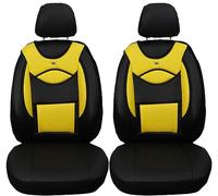 BREMER SITZBEZÜGE Seat Covers Faux Leather for Car Seats Compatible with Chevrolet Matiz 2 2005 Driver and Passenger Seat Covers FB:D105 (Black/Yellow)