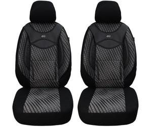 BREMER SITZBEZÜGE Seat Covers for Car Seats Compatible with VW Caddy 2010-2015 Driver and Passenger Seat Covers FB:115 (Black/Grey Pattern)
