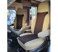 BREMER SITZBEZÜGE Seat Covers for Driver and Passenger Mobile Home Seats, Incl. Armrest Covers, 830 Beige Brown