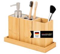 bremermann 4-Piece Bamboo Bathroom Accessory Set with Shelf
