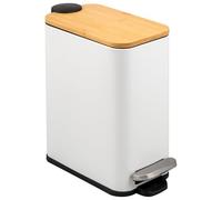 bremermann 5 Litre Bathroom Bin with Bamboo Lid (white)