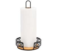 bremermann Bamboo and Black Metal Kitchen Roll Holder Free Standing Kitchen Roll Holder