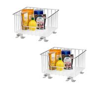 bremermann Basket Drawer Set of 2 for Upper Cabinets, 30 cm Wide, Extendable Cabinet Insert for Shelves and Pantry, Telescopic Spice Rack, Telescopic Drawer with Shelf, Chrome