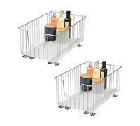 bremermann Cabinet Basket Pull-Out Drawers Set of 2, 30 cm Wide with Shelf, Kitchen Drawer for Retrofitting, Full Extension with Telescopic Rails, Ideal for Kitchen, Bathroom & Bedroom, Metal (Chrome)