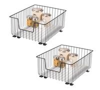 bremermann Cabinet Basket Pull-Out Drawers Set of 2, 40 cm Wide with Shelf, Kitchen Drawer for Retrofitting, Full Extension with Telescopic Rails, Ideal for Kitchen, Bathroom & Bedroom, Made of Metal