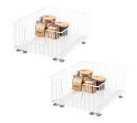 bremermann Cabinet Basket Pull-Out Drawers Set of 2, 40 cm Wide with Shelf, Kitchen Drawer for Retrofitting, Full Extension with Telescopic Rails, Ideal for Kitchen, Bathroom & Bedroom, Metal (White)