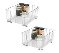 bremermann Cabinet Basket Pull-Out Drawers Set of 2, 40 cm Wide with Shelf, Kitchen Drawer for Retrofitting, Full Extension with Telescopic Rails, Ideal for Kitchen, Bathroom & Bedroom, Metal (Chrome)