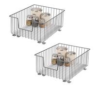 bremermann Cabinet Basket Pull-Out Drawers Set of 2, 40 cm Wide with Shelf, Kitchen Drawer for Retrofitting, Full Extension with Telescopic Rails, Ideal for Kitchen, Bathroom & Bedroom, Metal (Grey)