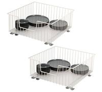 bremermann Cabinet Basket Pull-Out Drawers Set of 2, 50 cm Wide with Shelf, Kitchen Drawer for Retrofitting, Full Extension with Telescopic Rails, Ideal for Kitchen, Bathroom & Bedroom, Made of Metal