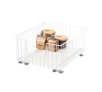 bremermann Cabinet pull-out basket, 40 cm wide, with shelf, telescopic rails, ideal for kitchen, bathroom, and bedroom, made of metal (White)