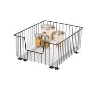 bremermann Cabinet pull-out basket, 40 cm wide, with shelf, telescopic rails, ideal for kitchen, bathroom, and bedroom, made of metal (Black)