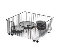 bremermann Cabinet pull-out basket, 50 cm wide, with shelf, telescopic rails, ideal for kitchen, bathroom, and bedroom, made of metal (Black)