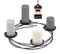 bremermann Candle holder in wreath shape, ideal as an Advent wreath for Christmas or suitable as a table decoration all year round, candle holder for 4 pillar candles, made of metal (Black)