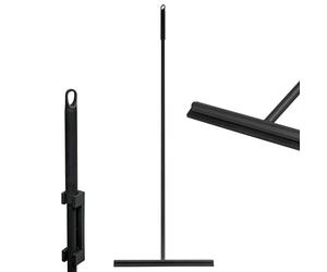 bremermann Floor Squeegee Window Squeegee with Wall Bracket Stainless Steel and Silicone (Black)