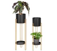 bremermann Flower Stool Set of 2 Metal Flower Stand Black / Gold
