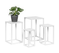 bremermann Flower Stools Set of 4, Metal Plant Stands, Modern Flower Column Ideal for Living Room, Hallway and Office, Sturdy and Space-Saving Shelf for Decoration and Indoor Plants (White)