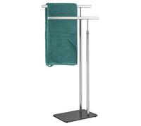 bremermann Free Standing Towel Rail 2 Rail Towel Rack Stainless Steel and Glass Base
