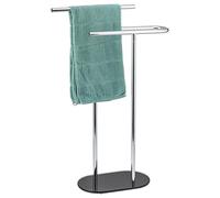 bremermann Freestanding 2 Bar Glass Base Towel Rail Stand Towel Rack (Black)