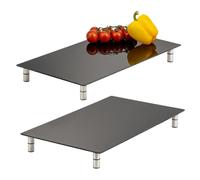 bremermann Hob Cover Plate Set of 2 Safety Glass Approx. 30 x 6 x 52 cm W/H/D Variable Base (Black)