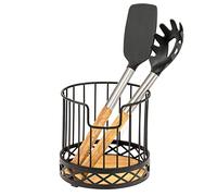 bremermann Kitchen Utensil Holder with Bamboo, Cutlery Holder, Diameter 15.5 x 15 cm, Black