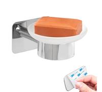 bremermann Lucente Tape Bathroom Series Soap Dish Self-Adhesive Glass & Stainless Steel Chrome-Plated No Drilling 3M Adhesive Attachment