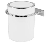 bremermann round cosmetic bin SAVONA with swing lid & EVA pads against scratches, including wall mount for gluing or drilling, waste bin for guest toilets and bathrooms, 5.5 litre capacity (White)