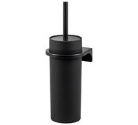bremermann round toilet set SAVONA with rubberized soft-touch surface incl. wall bracket for gluing or drilling & 1 spare brush head for bathrooms and guest toilets made of plastic (Black)