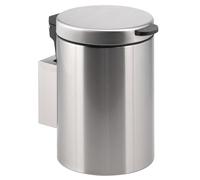 bremermann round wall-mounted cosmetic bin including wall bracket, waste bin with 2-way mounting, waste bin for gluing or drilling, 3 litre capacity, stainless steel