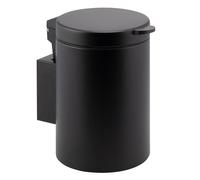 bremermann round wall-mounted cosmetic bin with bamboo lid including wall bracket, waste bin with 2-way mounting, for gluing or drilling, 3 litre capacity, made of black metal