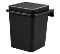 bremermann Savona Square Cosmetic Bin with Rubberised Soft Touch Surface Including Wall Mount for Gluing or Drilling with Swing Lid & EVA Pads Against Scratches, 6 Litre Capacity (Black)